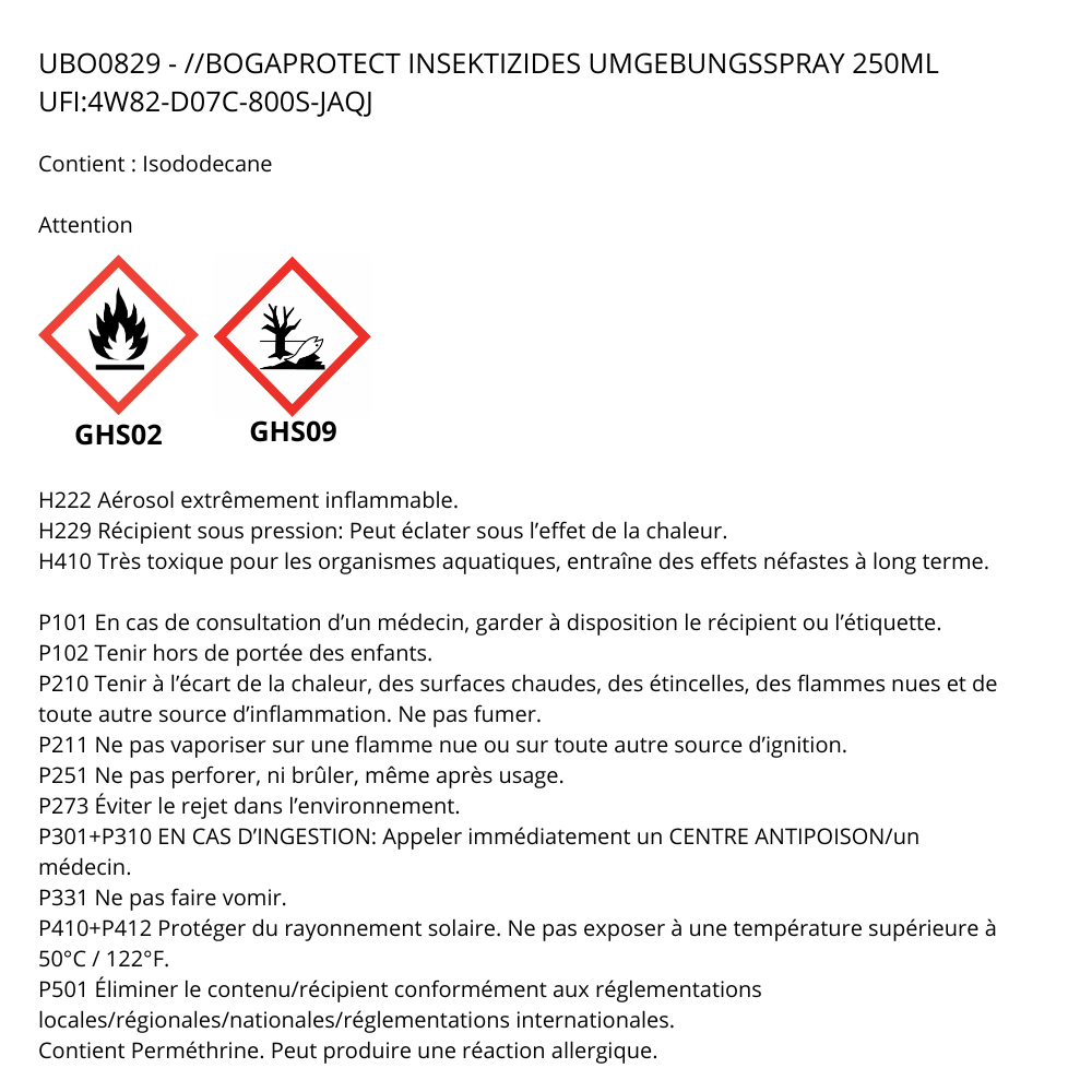 Bogaprotect, Lot de 3 Sprays Insecticide Habitat, 250ml